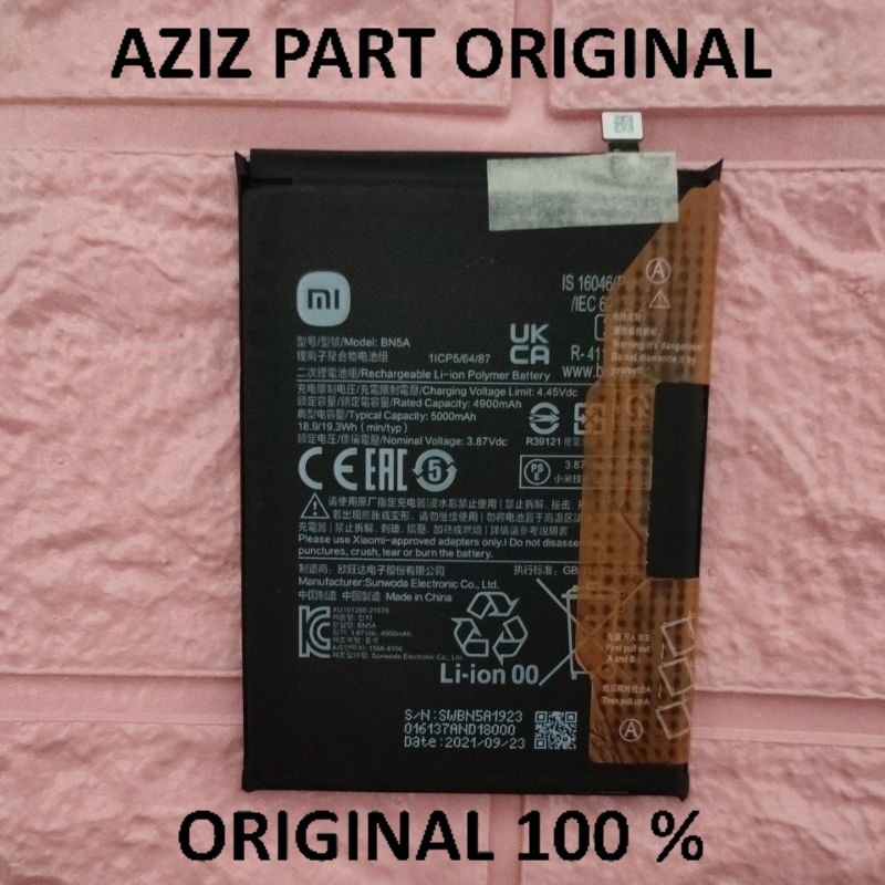 BATERAI XIAOMI REDMI 10 / NOTE 10 5G / POCO M3 PRO 5G BN5A ORIGINAL COPOTAN ASLI