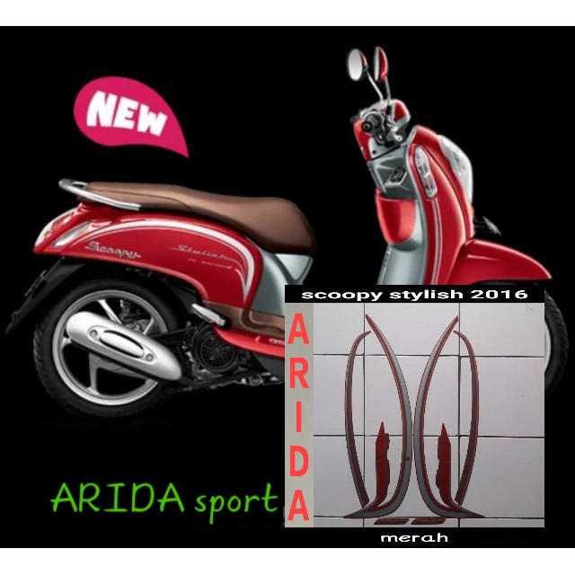 striping stiker  honda scoopy  stylish esp fi 2015 2016 merah motif striping original scoopy