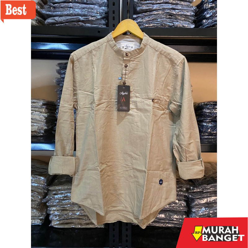 Baju muslim lengan panjang- BEST SELLER baju muslim kemko kemeja semi koko pria dewasa lengan panjan