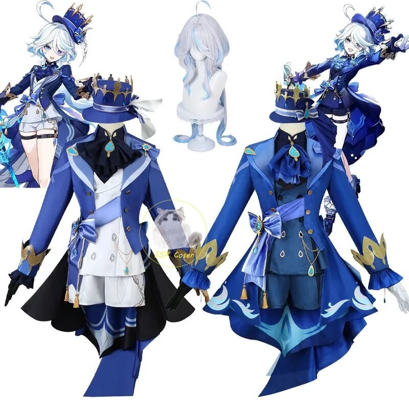 PREORDER Fontaine Furina Focalors Cosplay Costumes Genshin Impact Furina Costume Furina Dress Hat Un