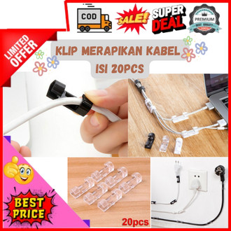 Perlengkapan Rumah Klip Kabel Organizer / Penempel Kabel dinding / Klem Ikat Kabel Perapih Kabel Din
