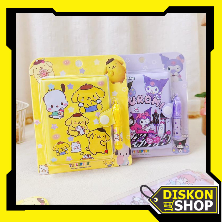

Diskon Shop - S6146 Diary Journal with Cute Fastening / Buku Diary Kancing Sanrio / Mini Klip Note Book and Pen / Set Memo Diary Motif Sanrio