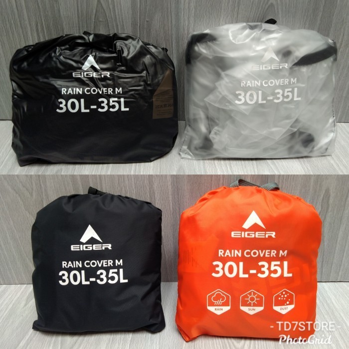 COVER BAG EIGER RAIN COVER TAS RAIN COVER 30-35L - ORIGINAL - Hitam Transpara