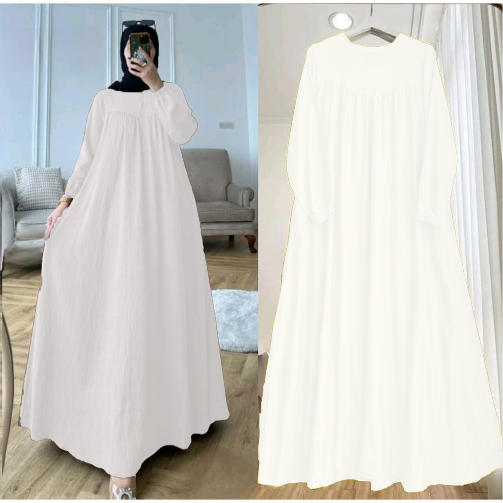 New Baju Gamis Simpel Dan Elegan Mewah / Gamis Crinkle Wanita Terbaru 2024