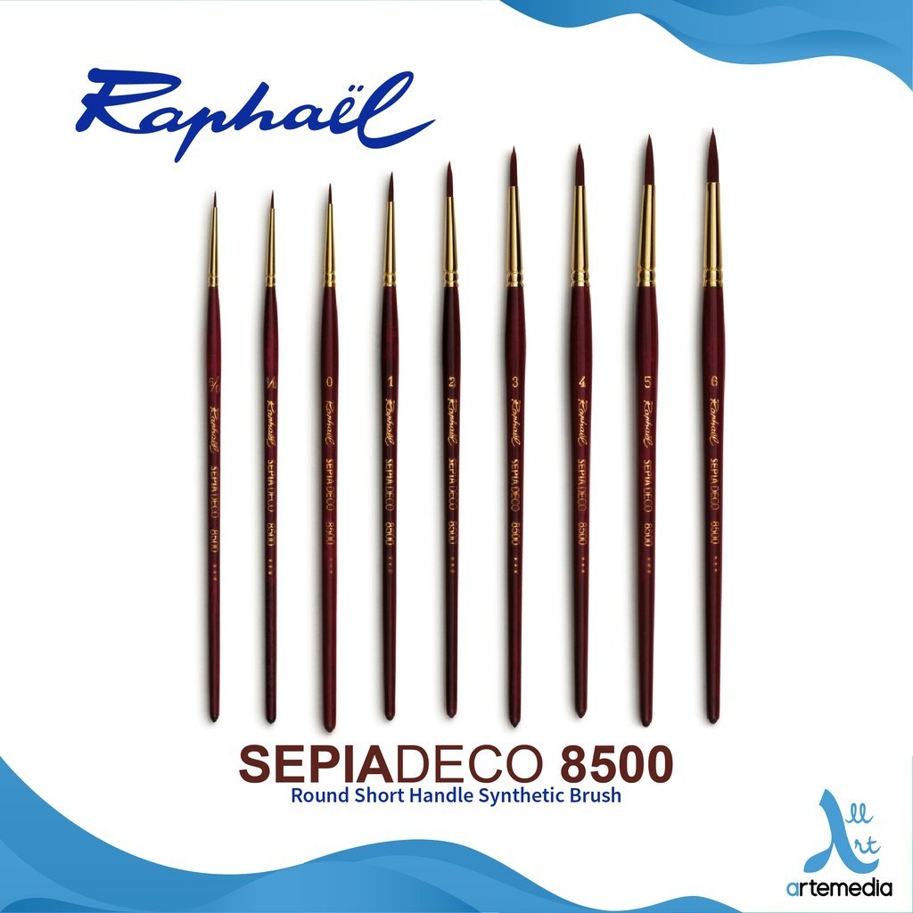 

Raphael 8500 Kuas Lukis Round Sepia Deco Synthetic Brush Short Handle