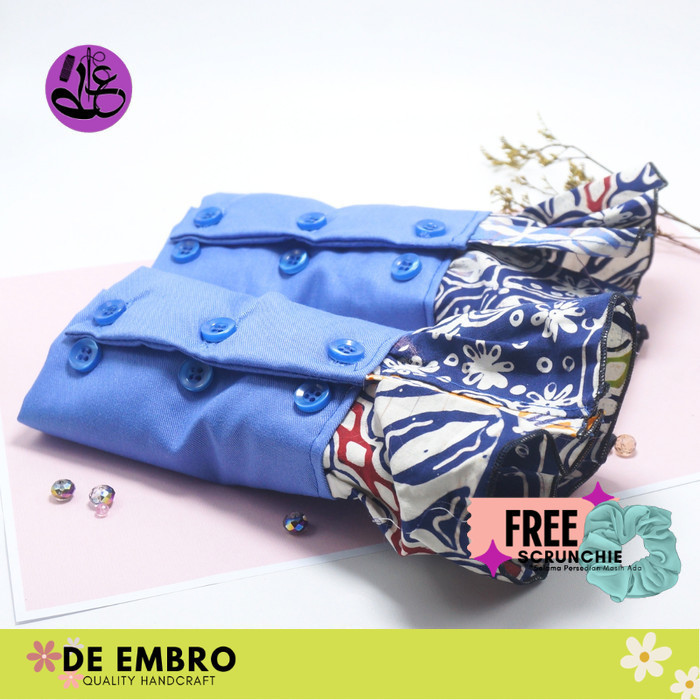 Manset Tangan Pendek Wanita Muslim Fake Cuff 3 Kancing Batik De Embro