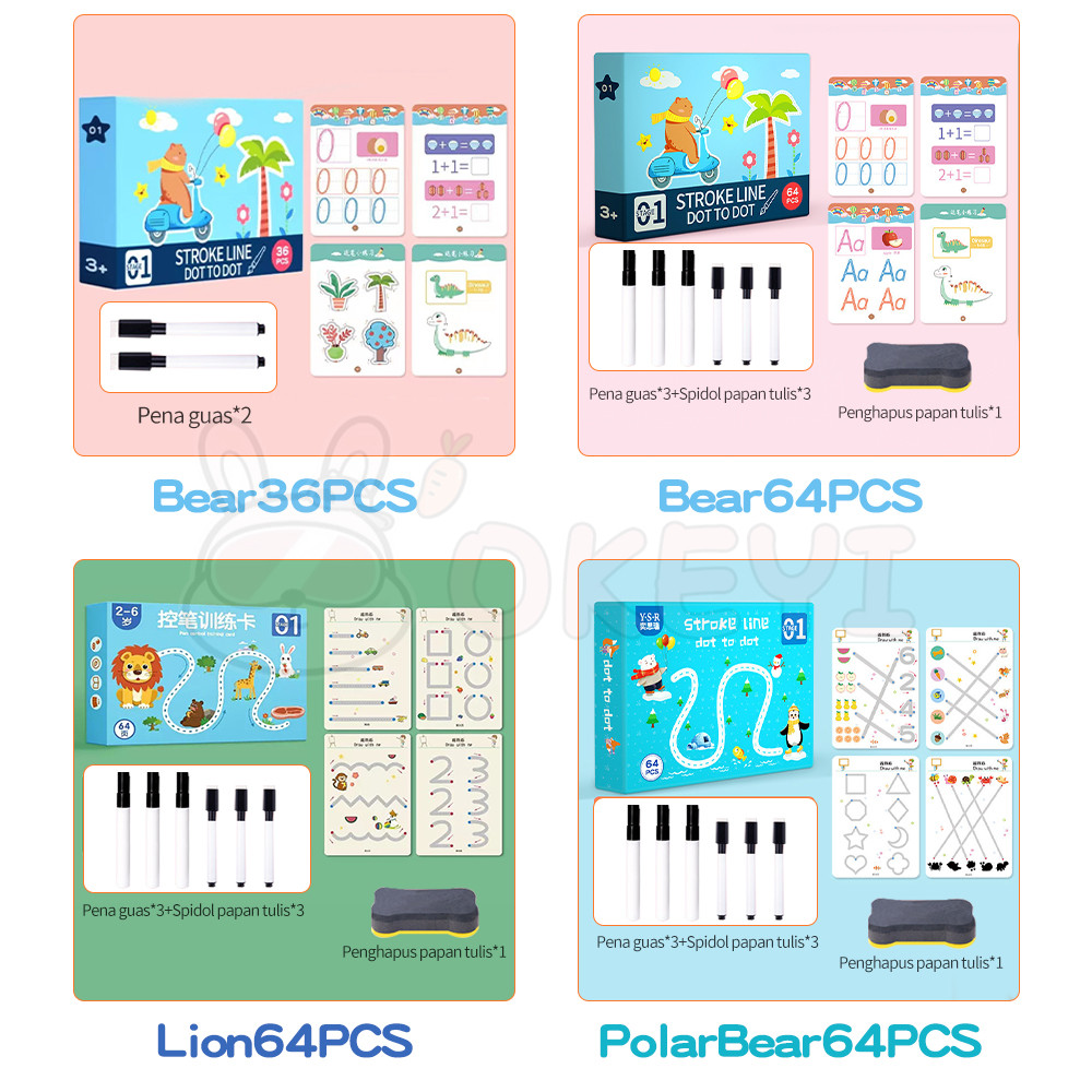 

D3W! OKEYI Magic Buku Anak Reusable Buku Belajar Menulis Tk