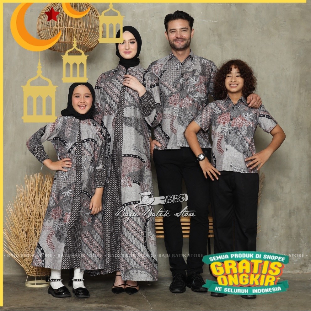 Sarimbit Keluarga 2023 Lebaran New Cardiy Series Batik Couple keluarga Terbaru Pasangan Ayah Ibu Dan