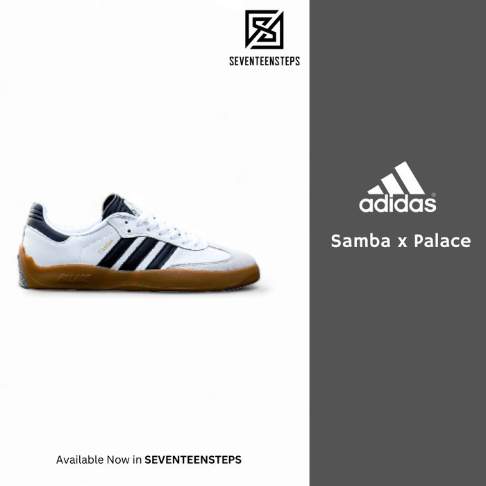 Sepatu Adds Puig Samba x Palace White Black Gum Original