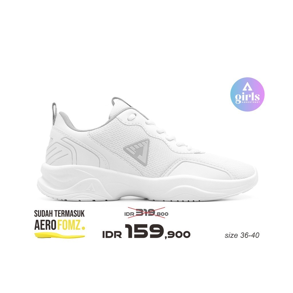 Aerostreet 37-40 Jennie Putih Putih Abu Muda - Sepatu Sneakers Casual Pria Wanita Aero Street 21II16
