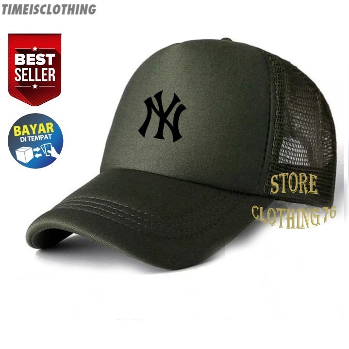 Topi Distro Trucker Jaring NY New York Keren Text Hitam Premium Quality Topi Pria Dan Wanita TIC