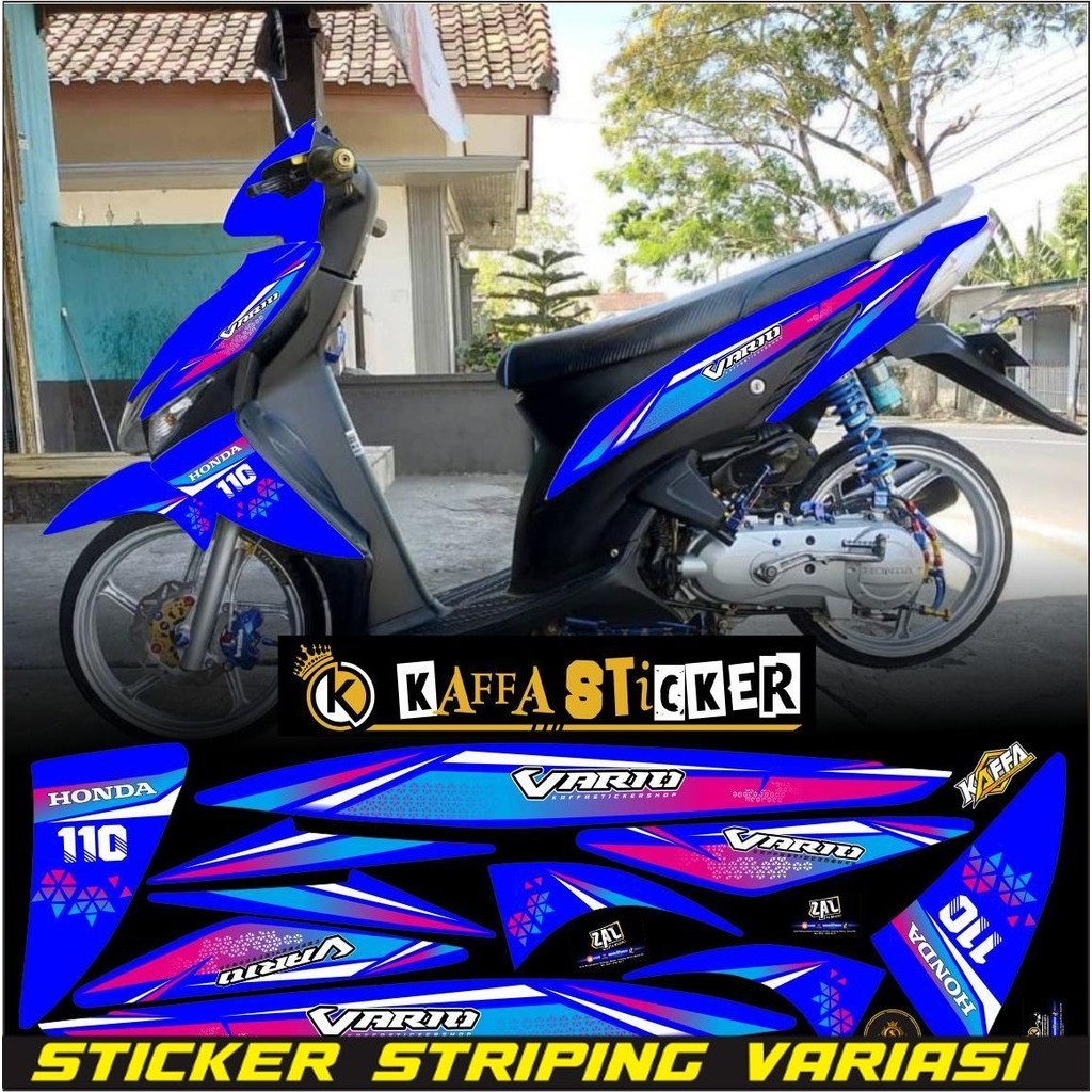 VARIASI Sticker Striping Vario 110 Cw Karbu Sticker Skotlet Vario 110 Karbu Cw Racing list biru VARI