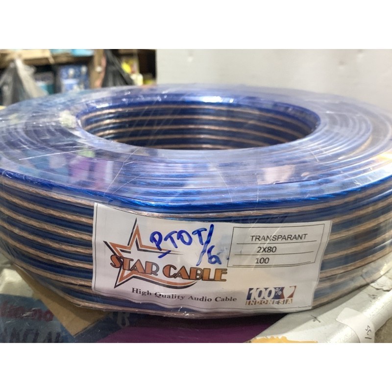 KABEL BENING TRANSPARAN AUDIO 2x80 2 x 80 MM 100METER 100 METER KABEL AUDIO SERABUT