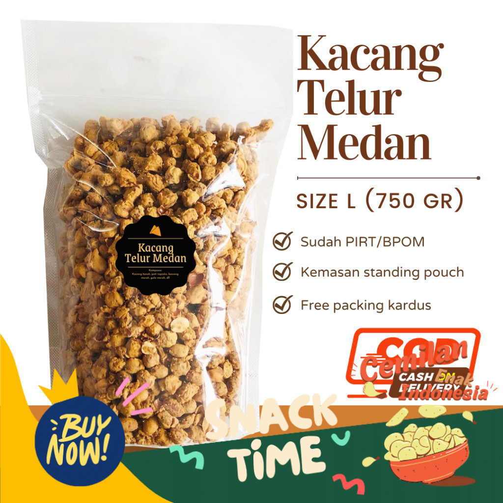 

Special Diskon [DELISH SNACKS] Kacang Telur Medan (L) 750gr / Snack Cemilan / Camilan Kacang-Kacangan Asin Original
