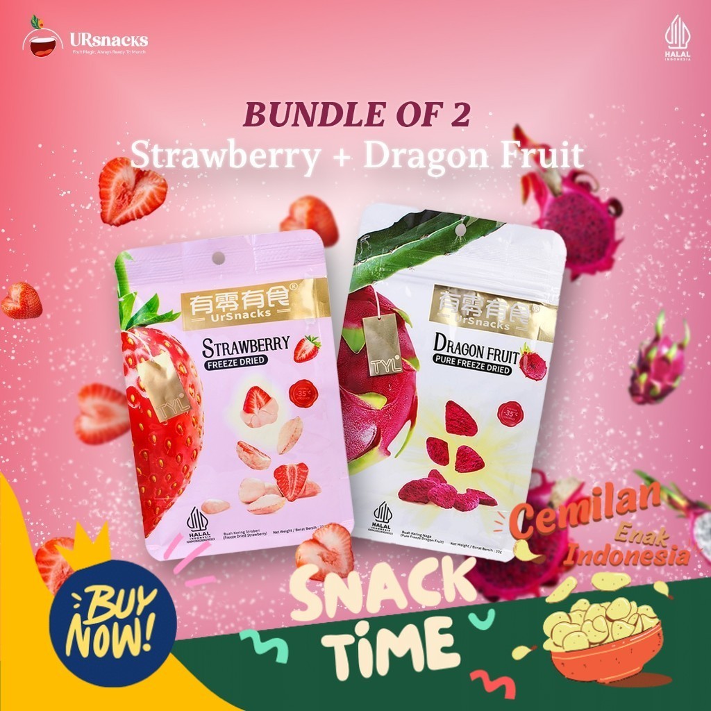 

Special Diskon URSNACKS PAKET HEMAT 2 - FREEZE DRIED KERIPIK SEHAT STRAWBERRY 22gr + DRAGON FRUIT 22gr BUAH VAKUM CEMILAN DIET