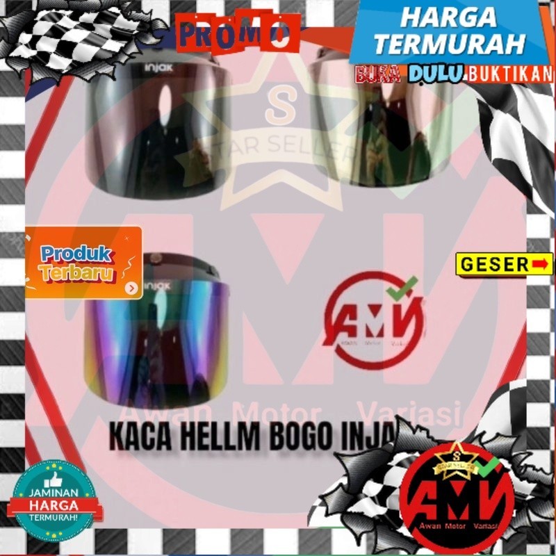 Kaca helm / Kaca hellm BOGO INJAK /KACA BOGO