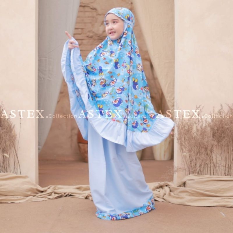 CODE N MUKENA PREMIUM MOTIF DORAEMON ANAK TANGGUNG/ Pink Dusty Fanta Merah muda