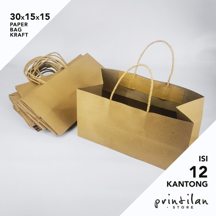 

AST [30x15x15 cm] PAPER BAG / TAS KERTAS COKLAT KRAFT POLOS / SHOPPING BAG