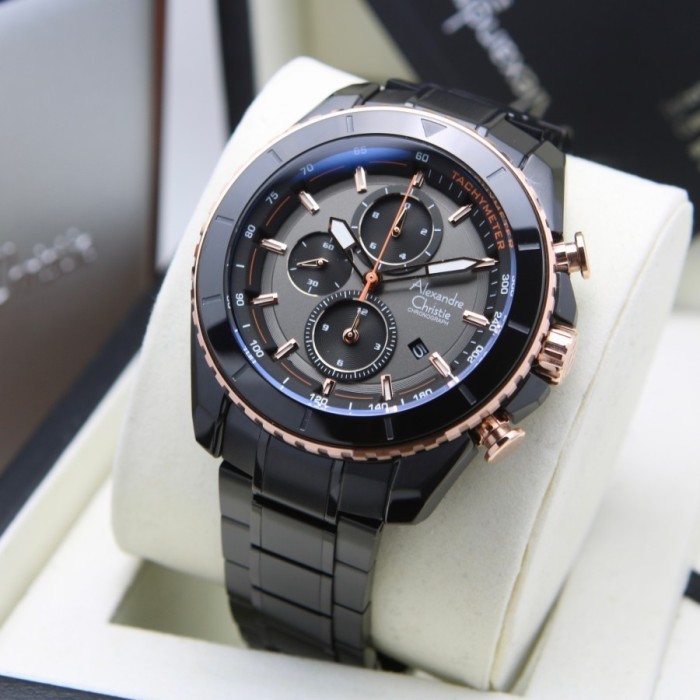 Jam tangan pria Alexandre Christie AC 6503 AC6503 Original - Black rg