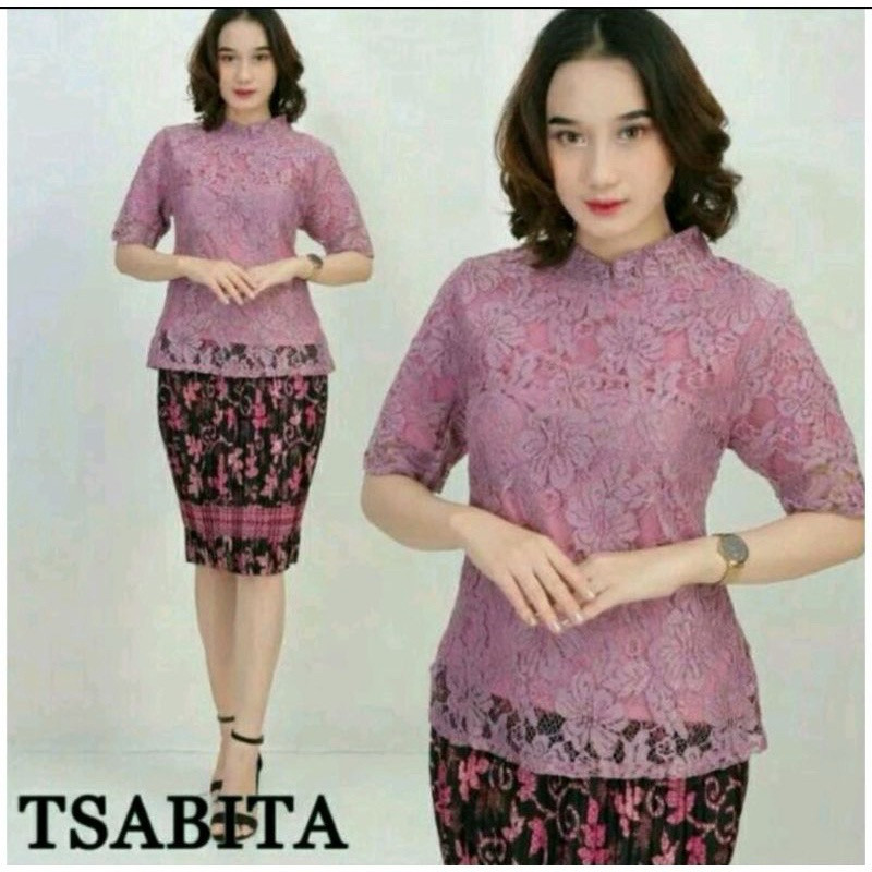 Setelan Kebaya Shanghai Kebaya Dan Rok Pendek/Setelan Kebaya Brokat mewah