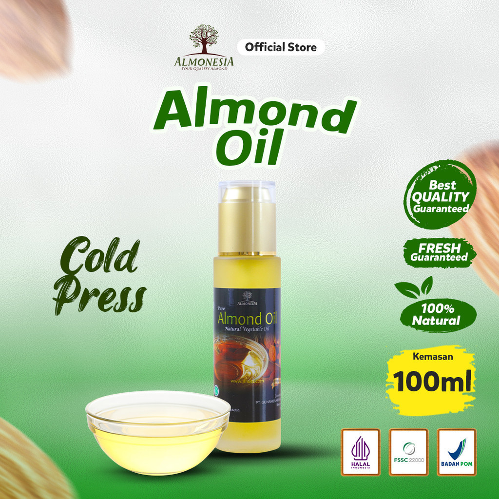 

Almonesia - Almond Oil (Minyak Almond) 100 ml (100% PURE ALMOND/ FOOD GRADE/ COLD PRESSED)