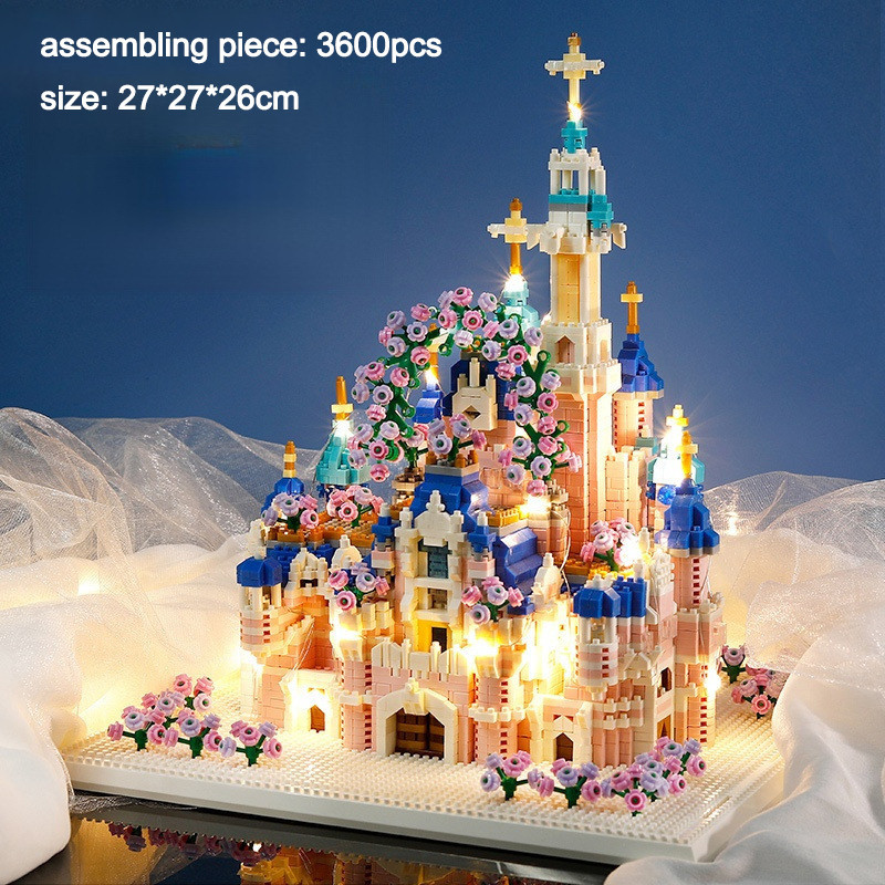 6369pcs~  Blok Bangunan Partikel Mikro Kastil Impian Disney/Hogwarts Kastil Ajaib Model Bangunan Rak