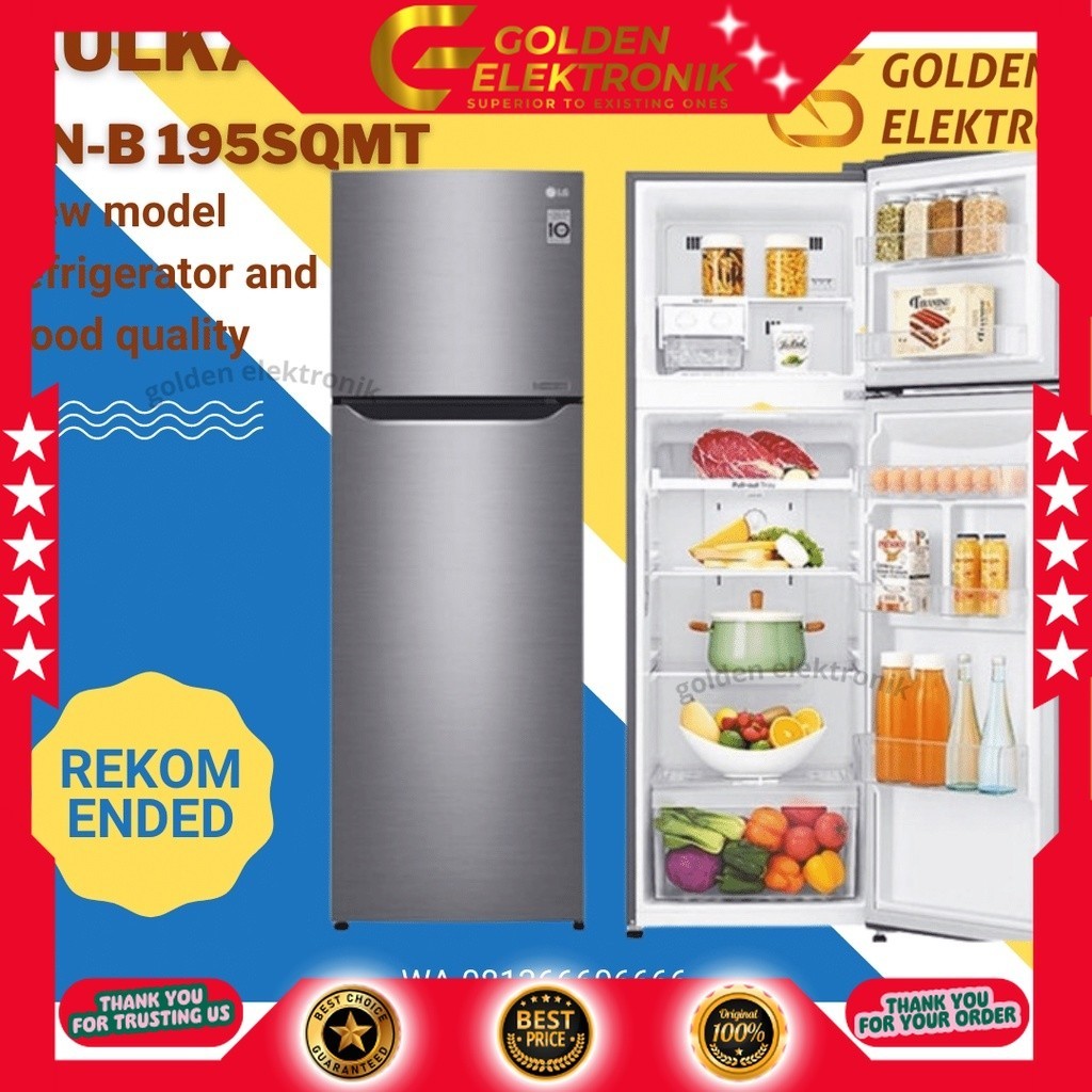 Kulkas LG 2 Pintu GN-B 195SQMT 187 L Smart Inverter Compressor GN-B195SQMT atau 195 SQMT