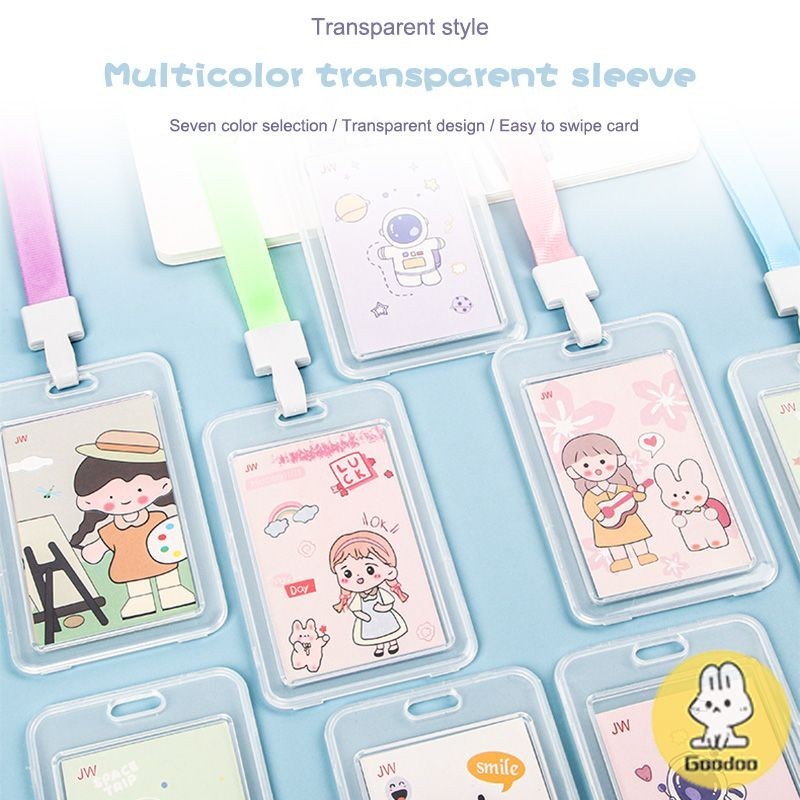 

Name Tag Lanyard Gantungan Kartu Pelajar Kartun Lucu Transparan Tahan Air Pemegang ID Card Lanyard Kartu Kerja Karyawan - GOOD