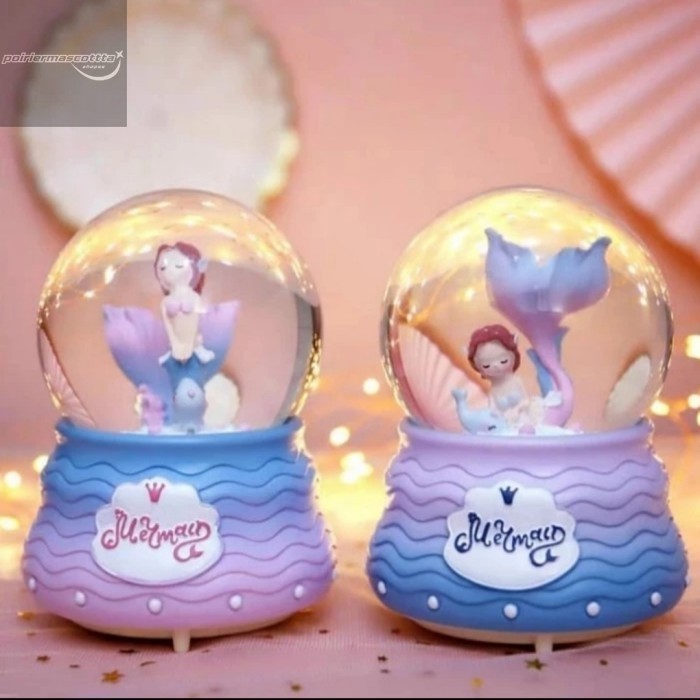 Kotak Musik MERMAID Snowball JUMBO Bola Salju Hias Kristal Lampu Kado - Beauty Mermaid