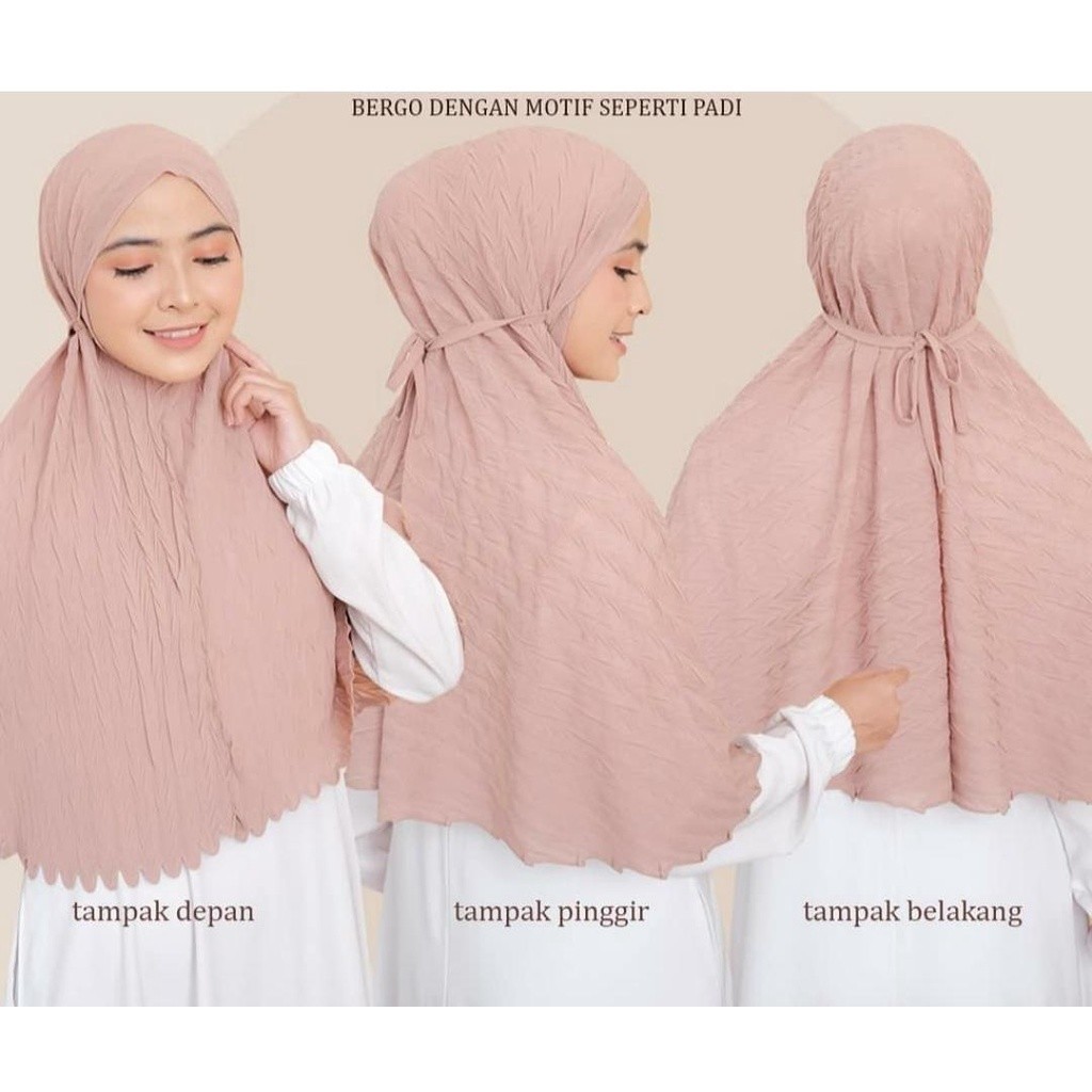 New Hijab Bergo Maryam Padi Plisket Zaffron Premium (Bergo Plisket Padi Mat Ceruty Babydoll Ori)Berg