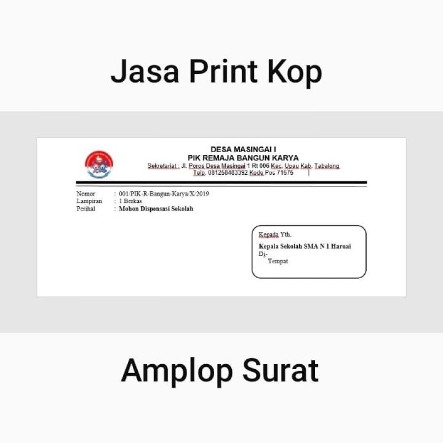 Cetak Amplop Kop Surat Custom 11x23 Cm Putih Cetak Kop Kantor