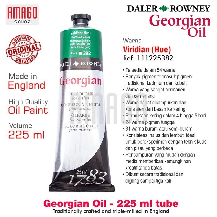 

Cat Minyak Lukis DALER-ROWNEY Georgian Oil Paint 225 ml - Viridian Hue - 111225382