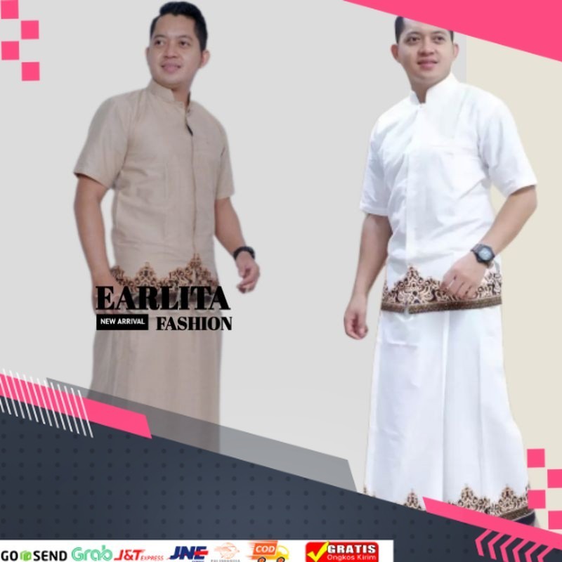 Baju Koko Pria Lengan Pendek Dewasa Setelan Sarung laki laki Batik Solo modern// OUTFIT STYLE RAMADHAN 2024
