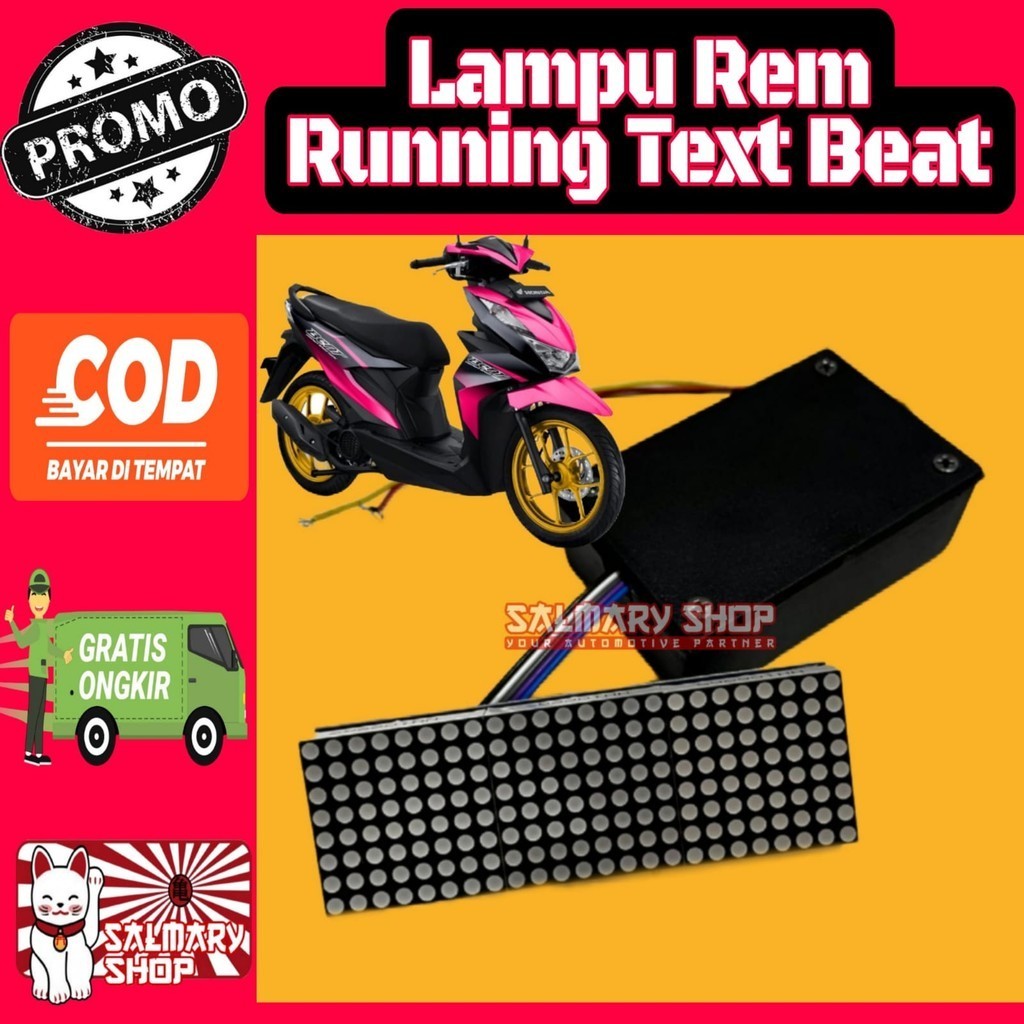 Stoplamp Running Text Animasi Beat FI ESP NEW Deluxe Lampu LED Rem Belakang Modifikasi Variasi Motor