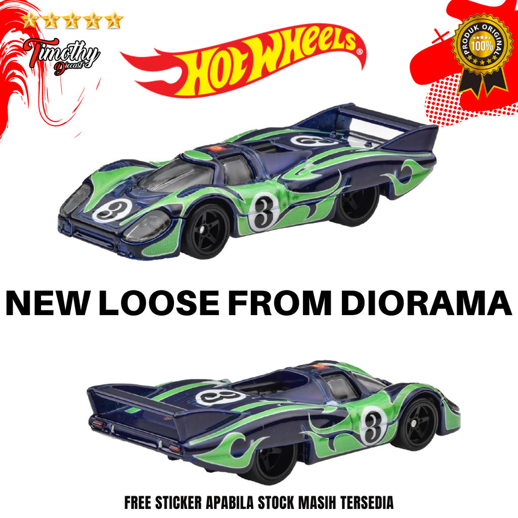 Hot Wheels New Loose Diorama Porsche 917 LH Biru Hijau Rally Angka 3