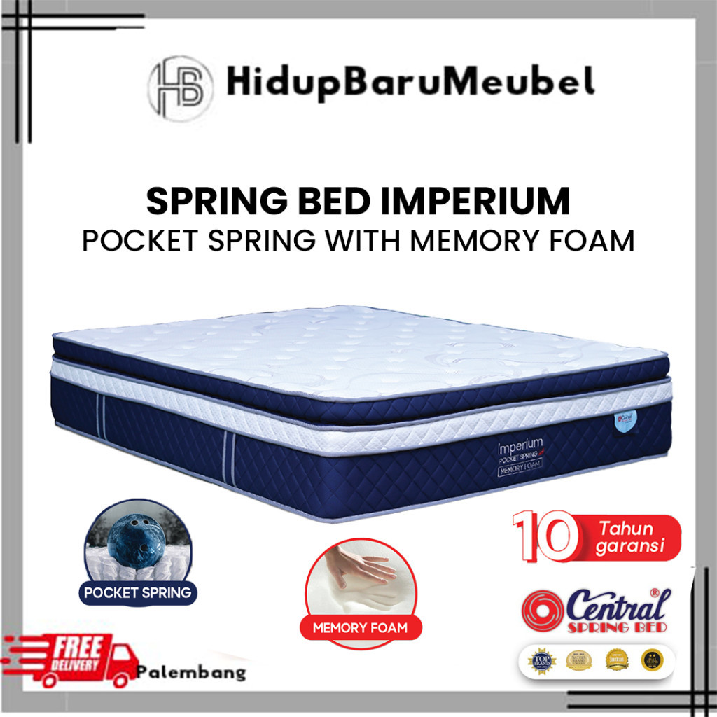 Matras IMPERIUM Pocket Double Plushtop by Central / Springbed Central Platinum imperium memory foam / Spring bed tempat tidur garansi pabrik / kasur Tebal