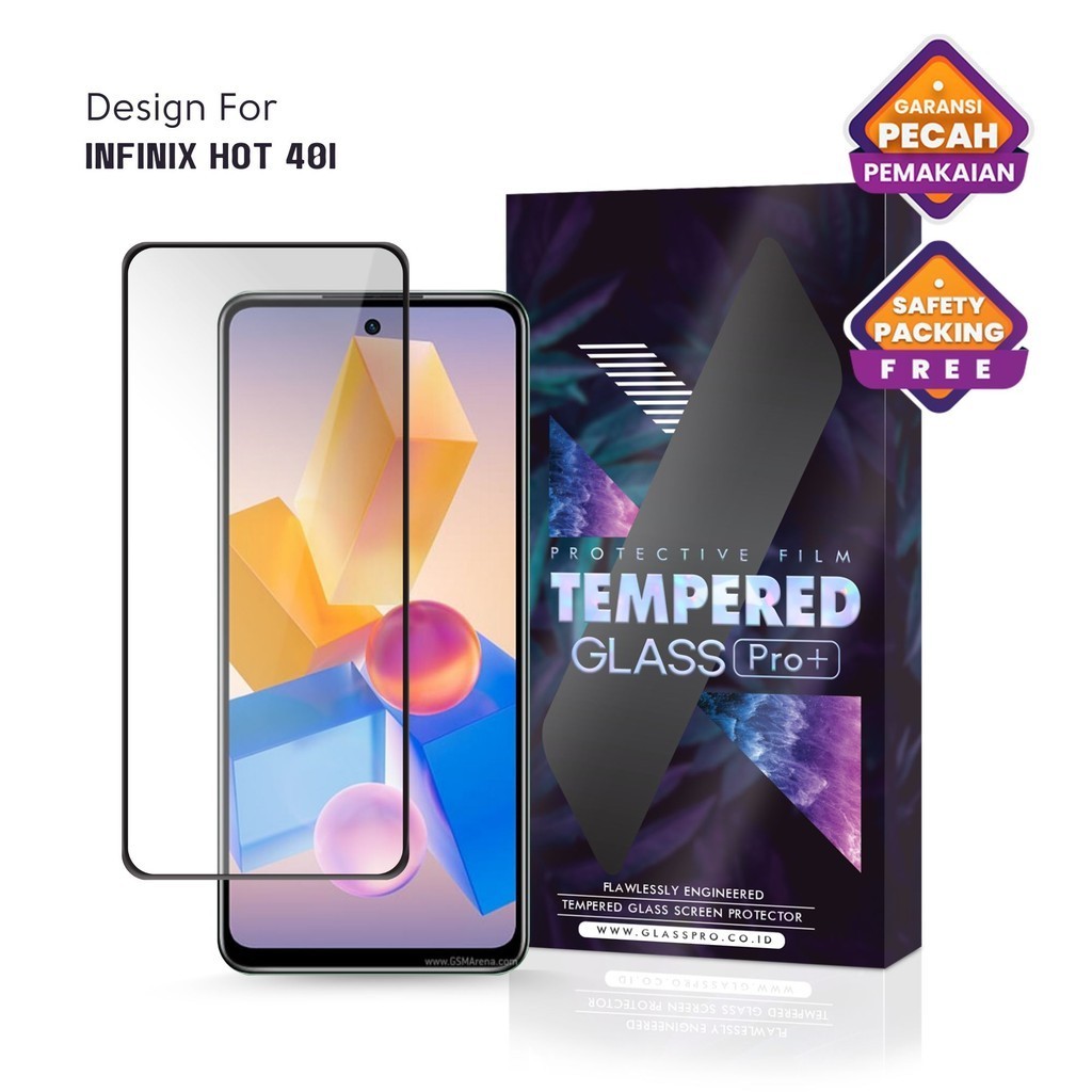 Premium Tempered Glass Infinix Hot 40i Full Cover - Anti Gores Kaca Screen Protector Screen Guard No