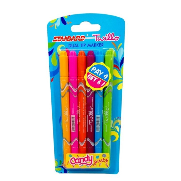 

Standard - Twillo Blister Dualtip Marker Color Set 6 Spidol dualtip - Bubble Series