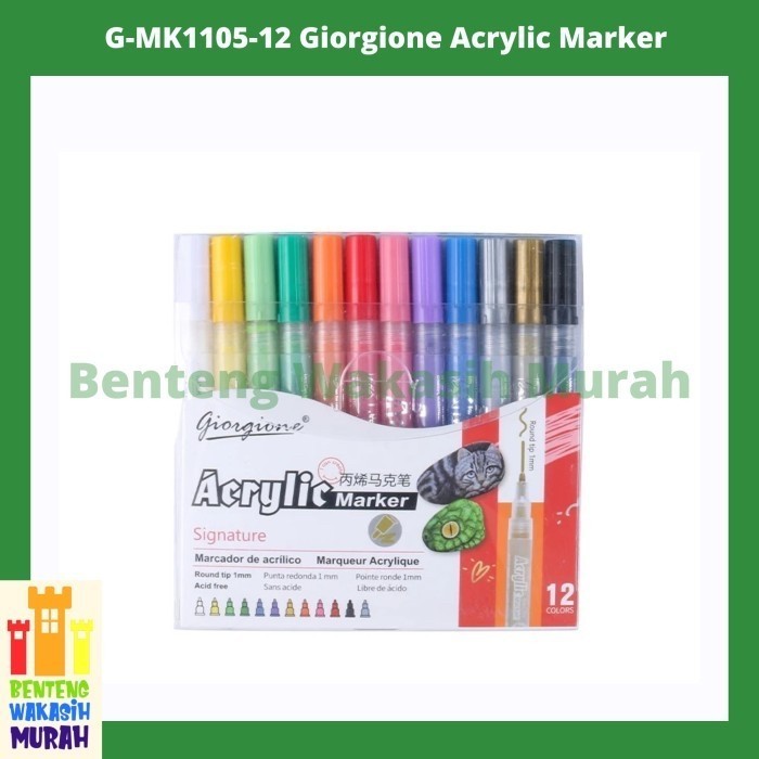

G-MK1105 Giorgione Acrylic Marker Pen Set Spidol Akrilik Cat Paint - 12 Warna