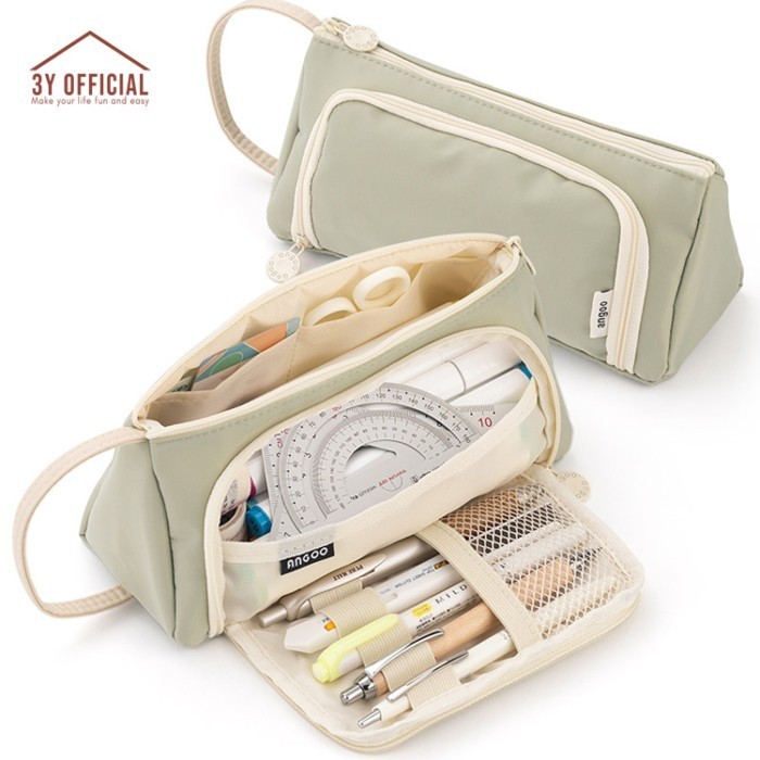 

[New Arrival] 3Y ANGOO Case Pouch Kotak Tempat Box Pensil Anak Perempuan Laki Wanita - light green