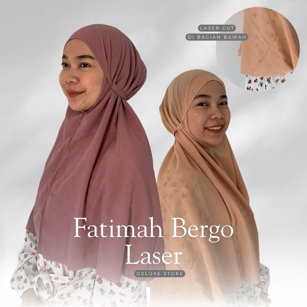 Hijab Fatimah Bergo Lasser Instan  Kerudung Bahan Katun Ceruty
