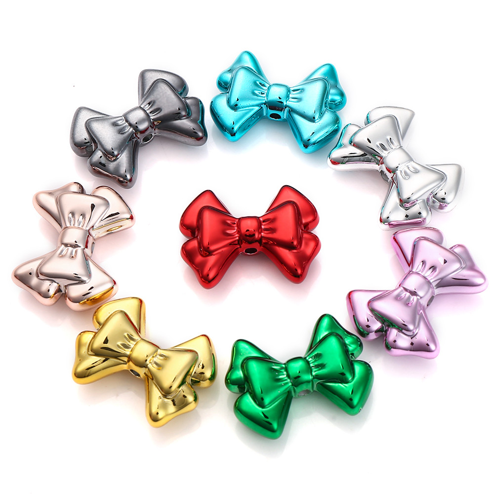 

10Pcs New Colorful Acrylic Beads Double Bow Style Spacer Beads For Making DIY Handicrafts Jewelry Keychain Bracelet Accessories