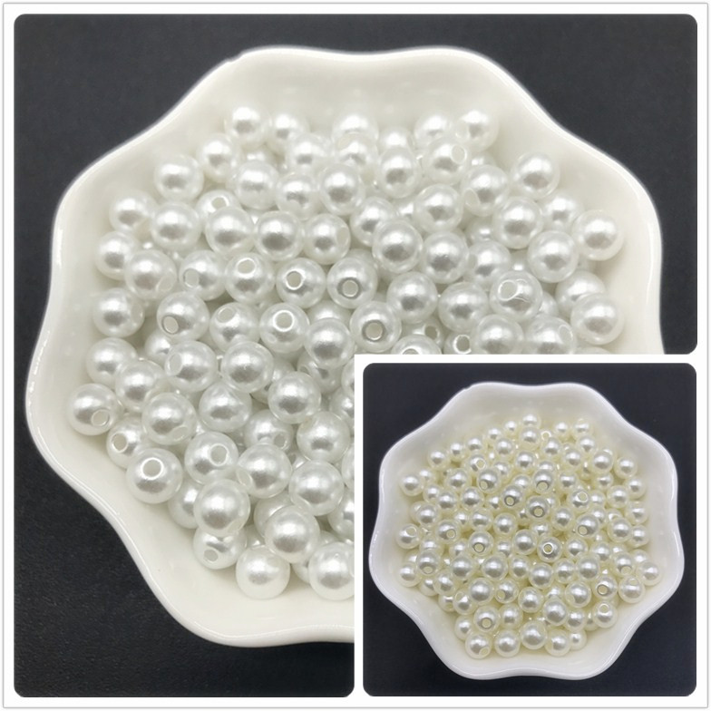 

4/6/8/10/12/14/16/18/20mm White Ivory Imitation Pearls Acrylic Beads Round Pearl Spacer Loose Beads For Jewelry Making