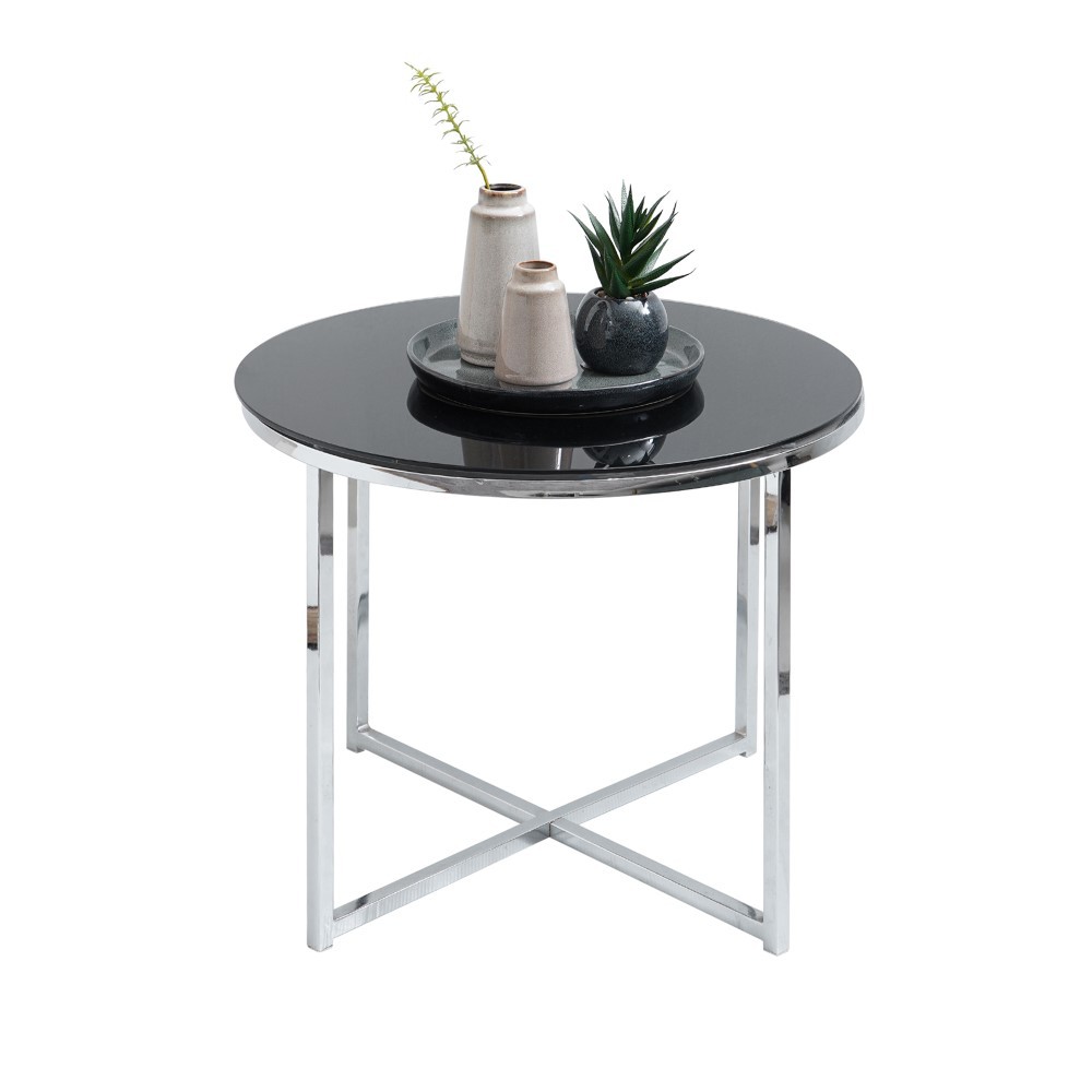 Informa Cross Meja Sisi - Hitam End Table Meja Kecil Aesthetic Meja Samping Serbaguna Small Table