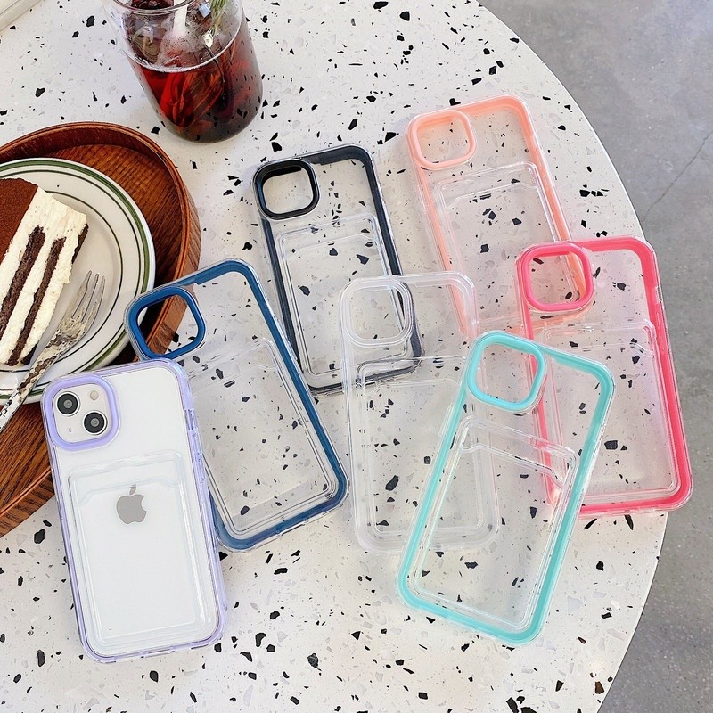 3 in 1 pocket card case Iphone 13 mini 13mini 12 mini bumper cover clear casing