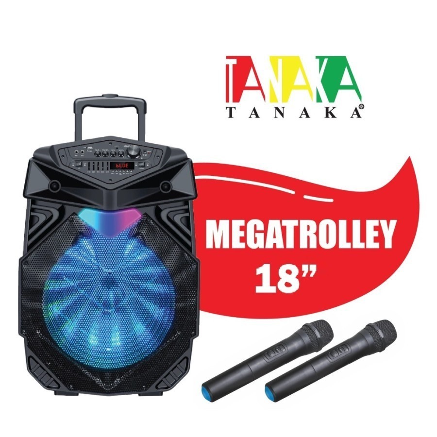 Speaker Portable TANAKA Diamond Antrolley 18" 2 Mic Wireless Karaoke