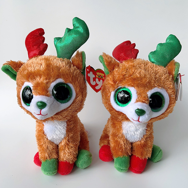 15cm Ty Beanie Tinseltoes the Brown Reindeer Plush Toy Soft Doll Children Birthday Christmas New Yea