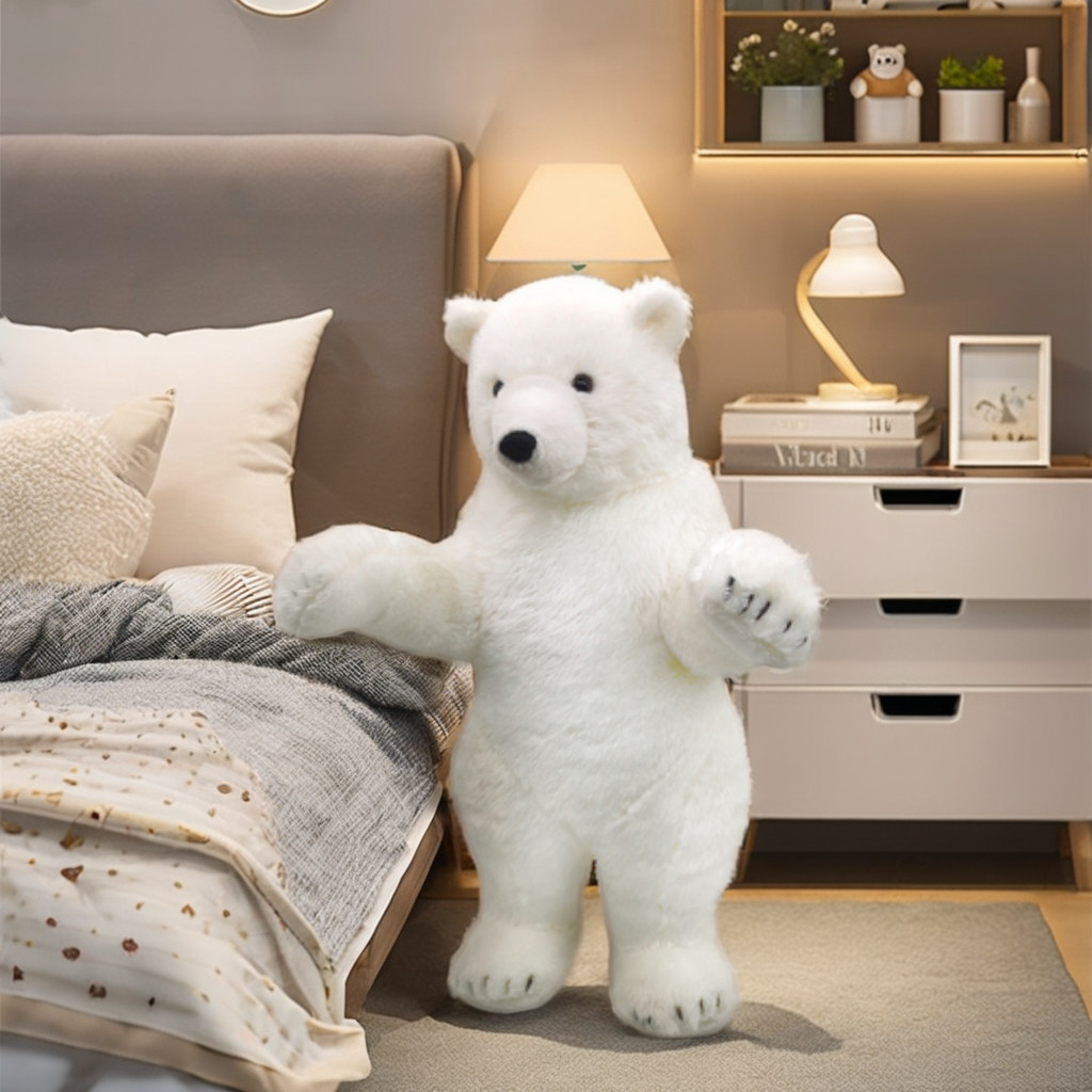 New Stuffed Animals  Lifelike Polar Bear Toy Realistic Standing