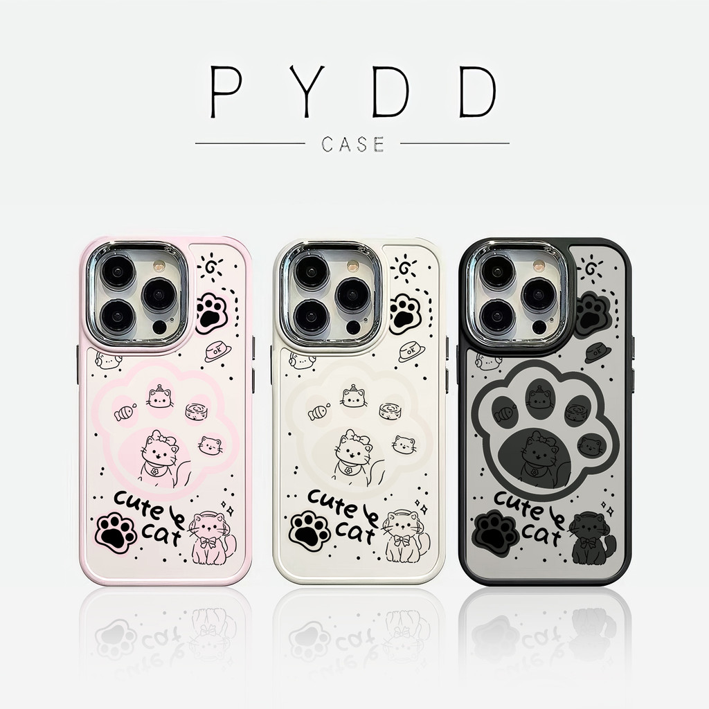 PYDD CASE Kasus plating soft case premium estetik aesthetic Kucing lucu di dalam bingkai bekas tapak