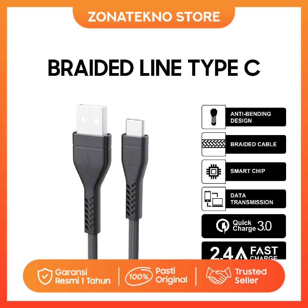 ORIGINAL Kabel Data Fast Charging USB Type-C ACMIC GC100 Braided Line